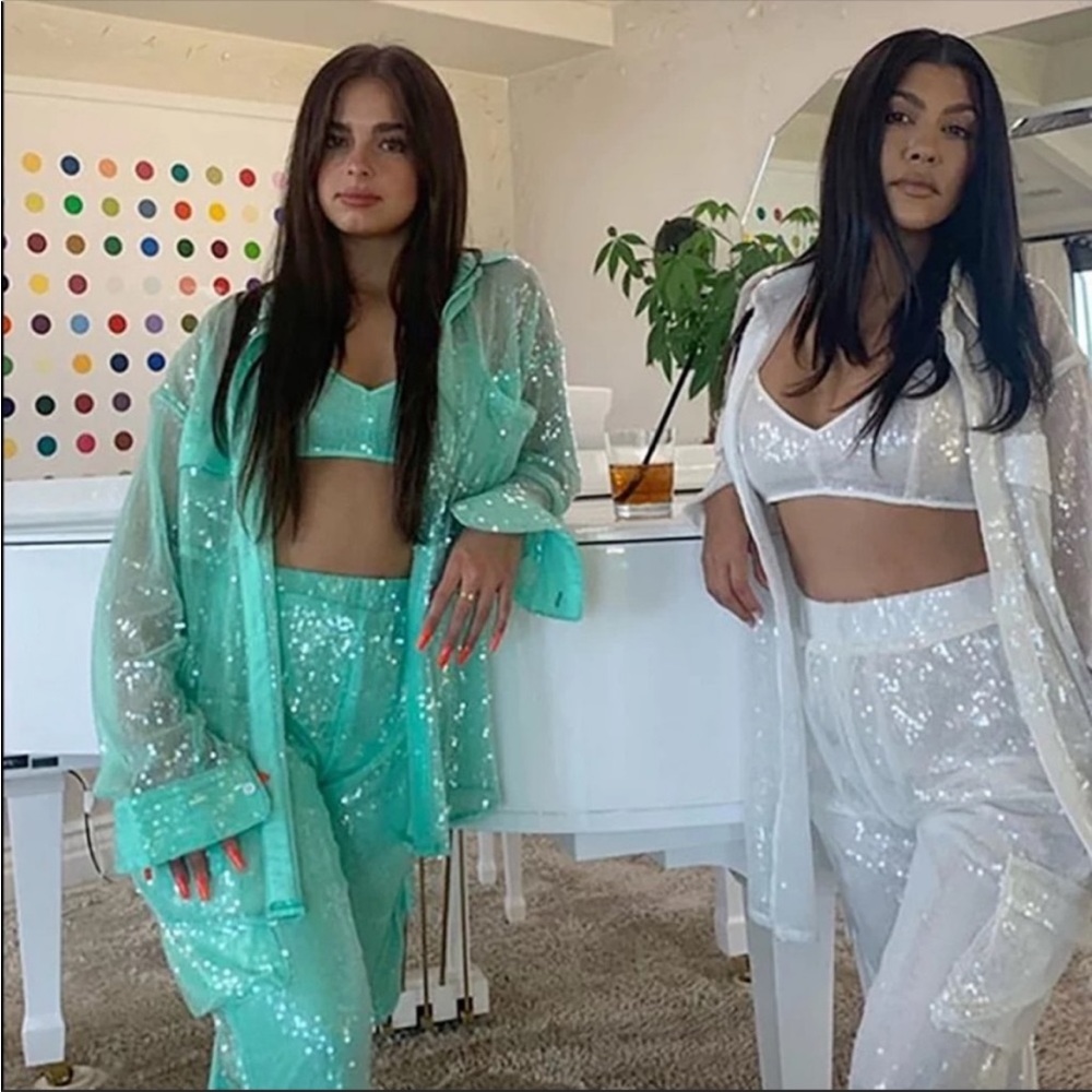 Dani Michelle x Missguided 3 piece set - turquoise sequin set